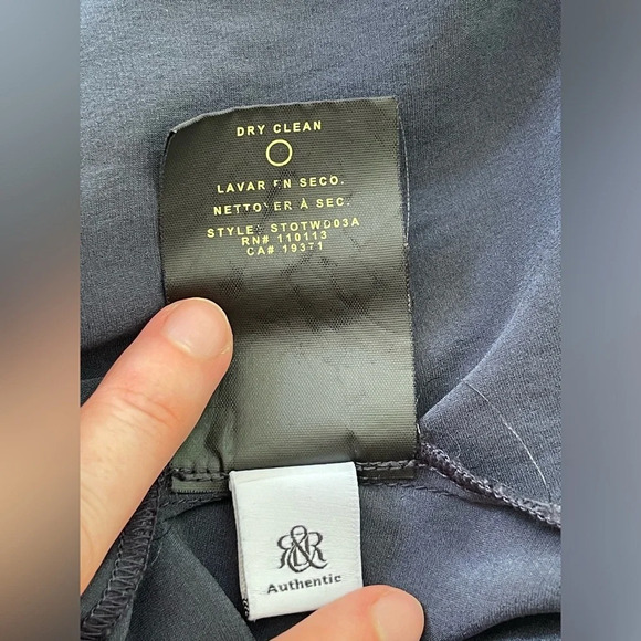 ROCK & REPUBLIC TAILOR MADE SHIRT DRESS LUXURY STRETCH SILK NAVY BLUE SIZE 10 - Picture 10 of 10